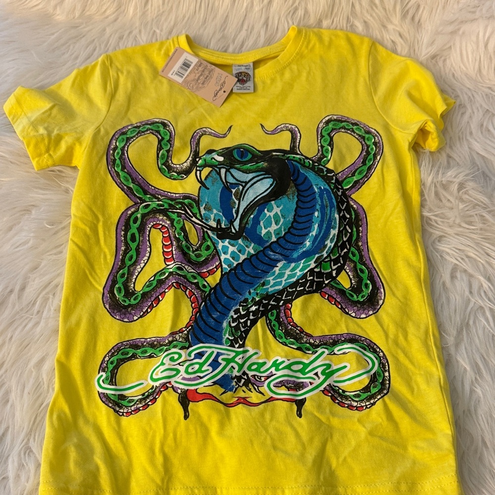Ed Hardy Kids Yellow Snake Graphic Tee